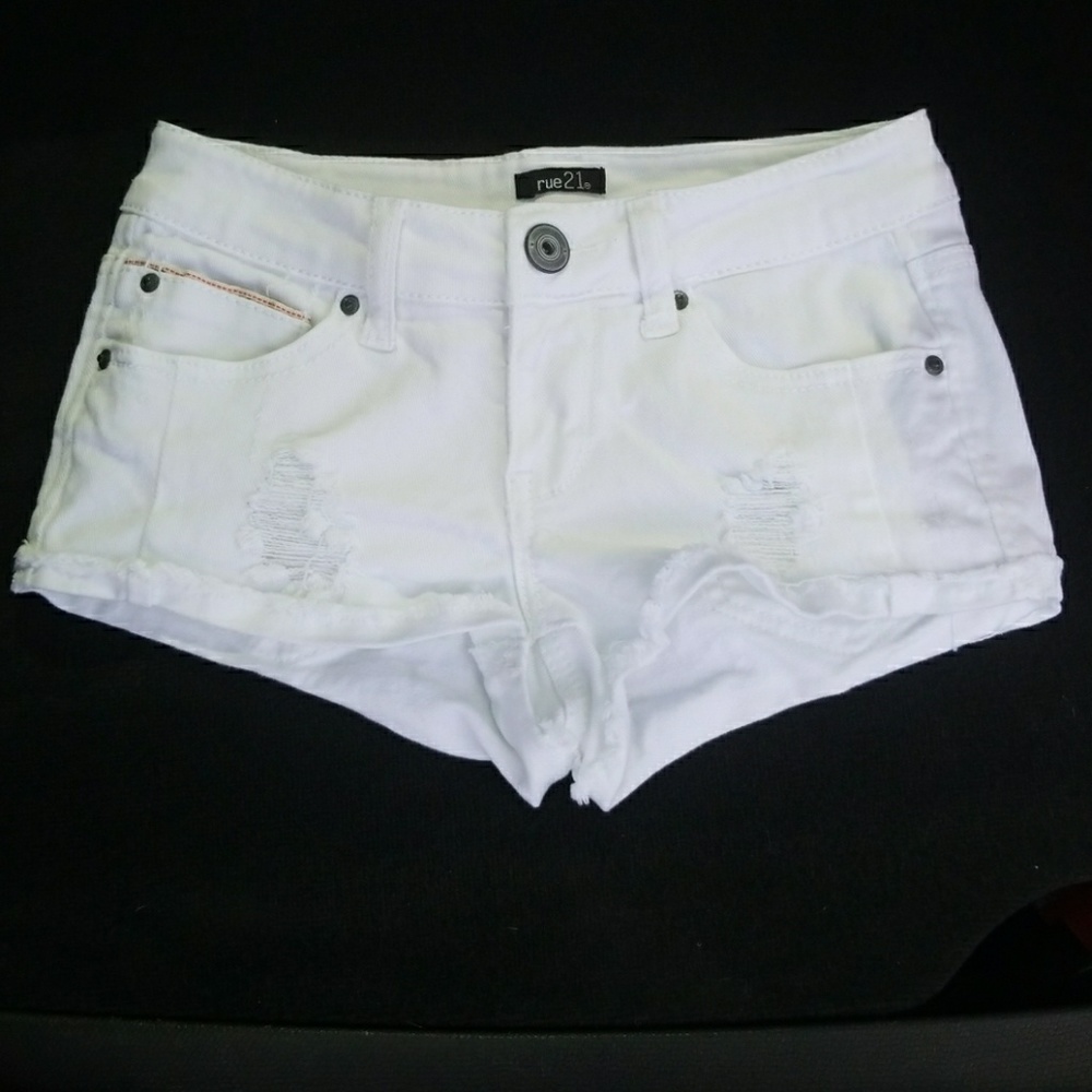 White jean shorts